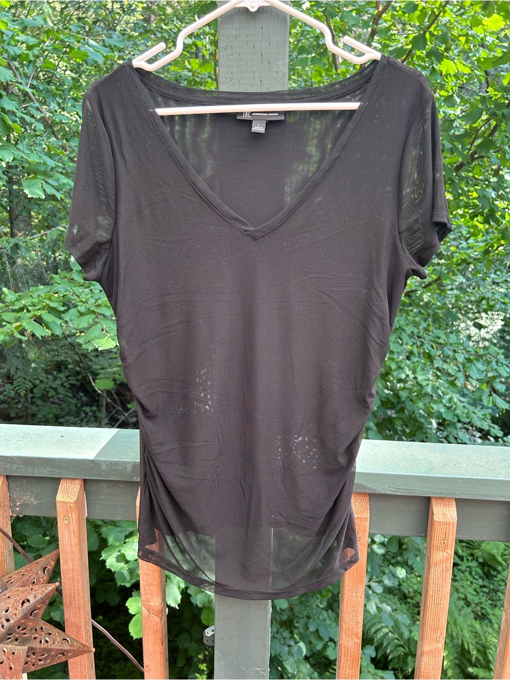 INC International Concepts Black Sheer Top